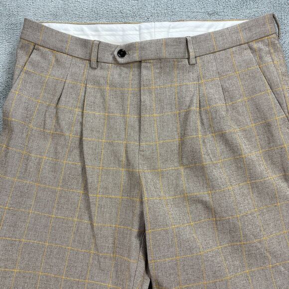 Express Cropped Suit Pant Mens 36x30 Brown Pleated Front Formal Business Wear - Picture 2 of 15